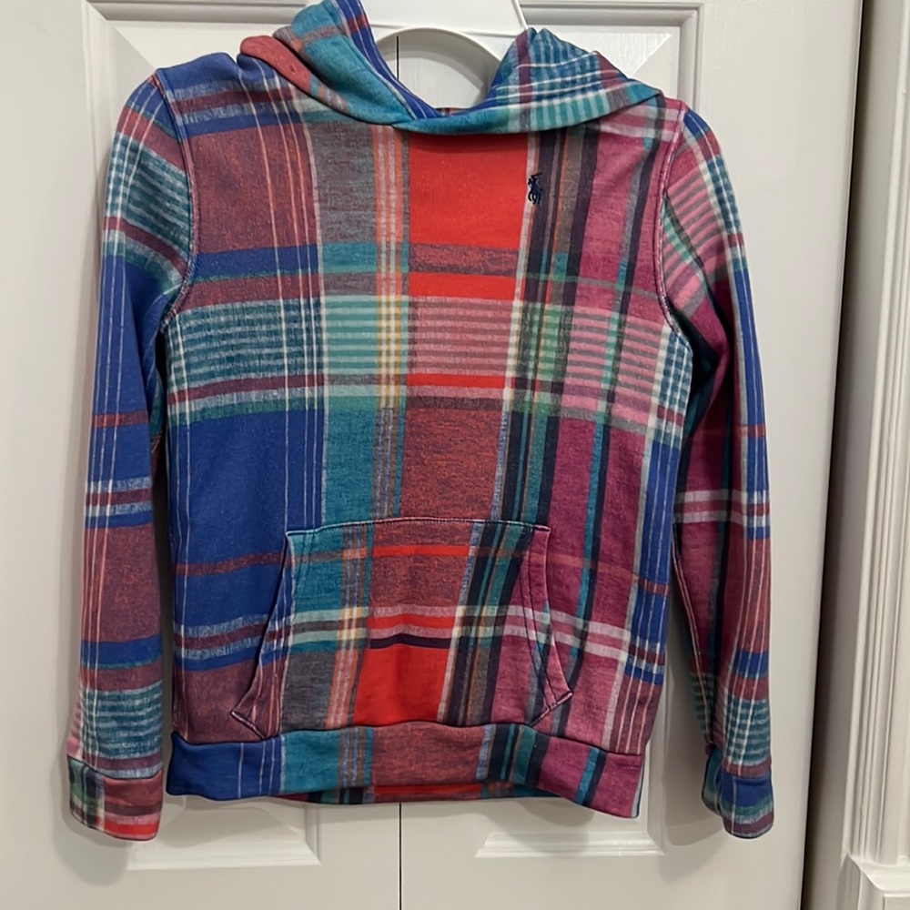 Authentic Girls Plaid Polo Ralph Lauren Hoodie size 6x EUc